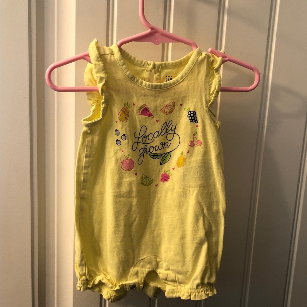 GAP Yellow "Locally Grown" Fruit Print Tank Romper